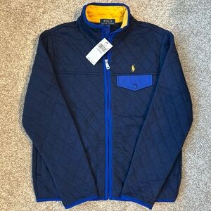 Polo Ralph Lauren Big Boys Color Blocked Quilted Double Knit Jacket Size L NWT